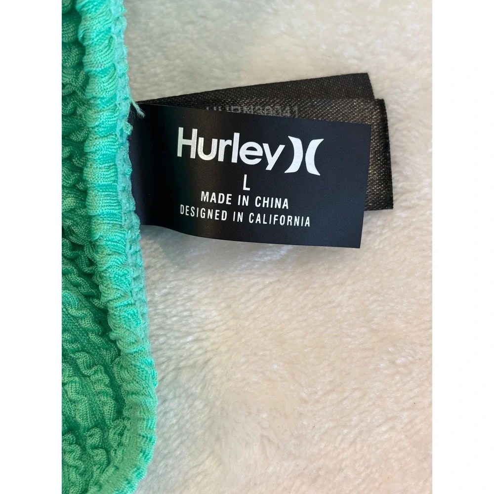Hurley Womens Green Textured Smocked One Piece Swimsuit Side Tie Size L